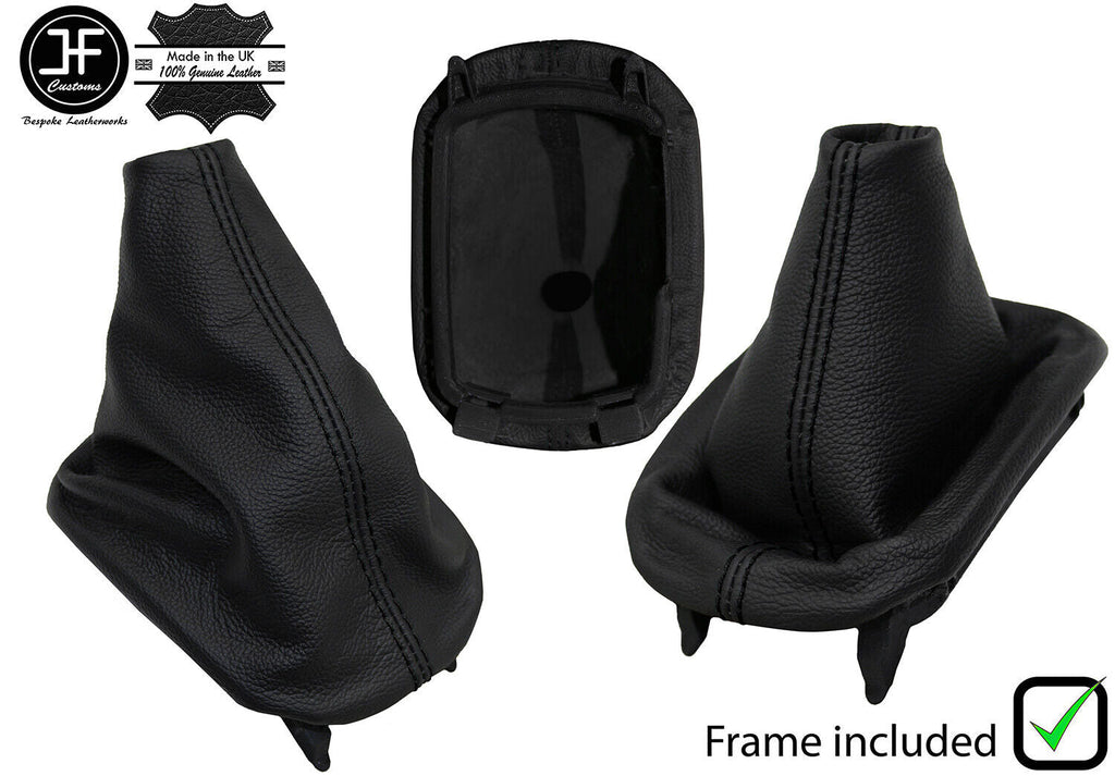 BLACK STITCH LEATHER MANUAL GEAR GAITER+PLASTIC FRAME FITS SEAT TOLEDO 99-04