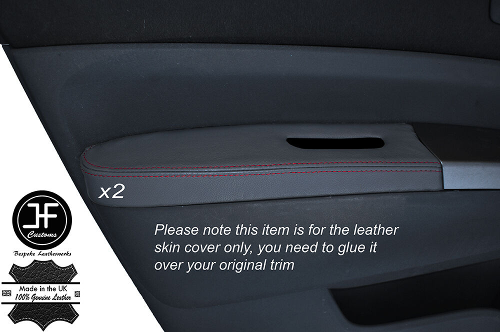 RED STICH 2X FRONT DOOR ARMREST GREY SKIN COVER FITS TOYOTA PRIUS T3 T4 05-09