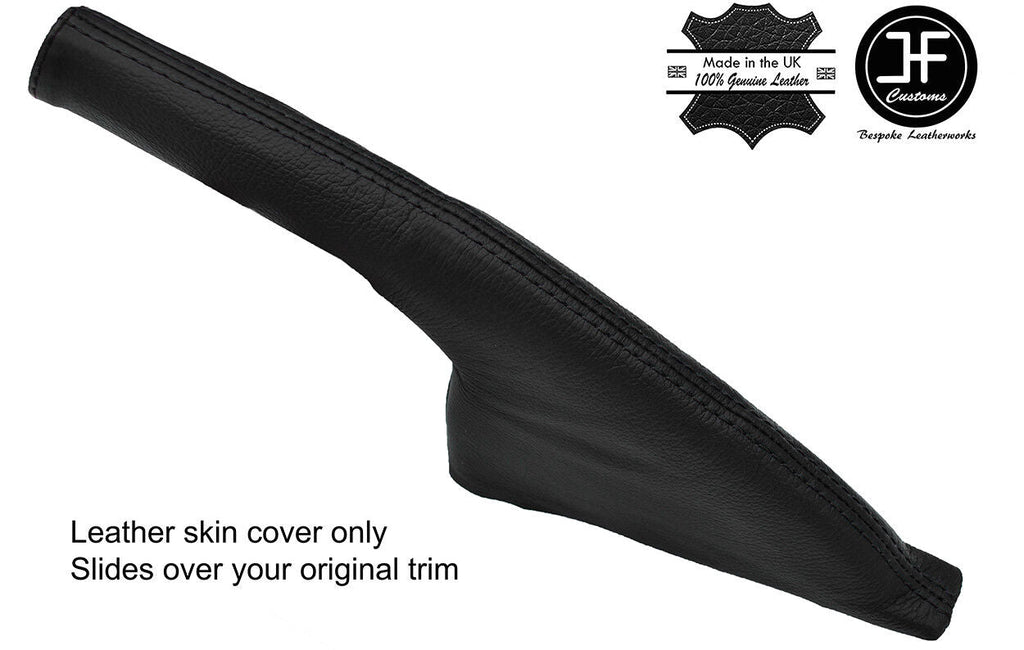 BLACK STITCHING REAL LEATHER HANDBRAKE GAITER FITS SKODA FABIA 2015-2018