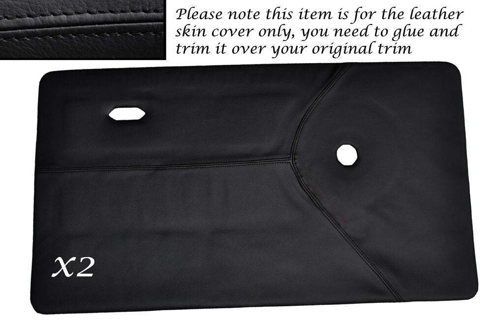 BLACK STITCH 2X FRONT DOOR CARDS LEATHER SKIN COVERS FITS MINI CLASSIC COOPER