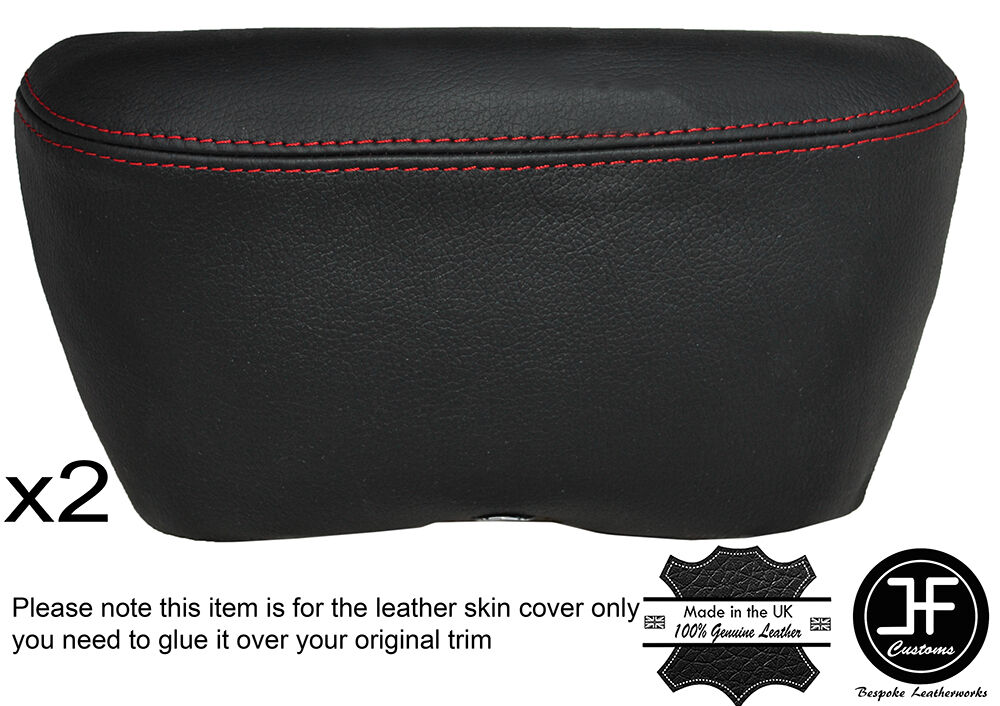 RED STICH 2X FRONT DOOR ARMREST LTHR COVERS FITS ROLLS ROYCE SILVER SHADOW II
