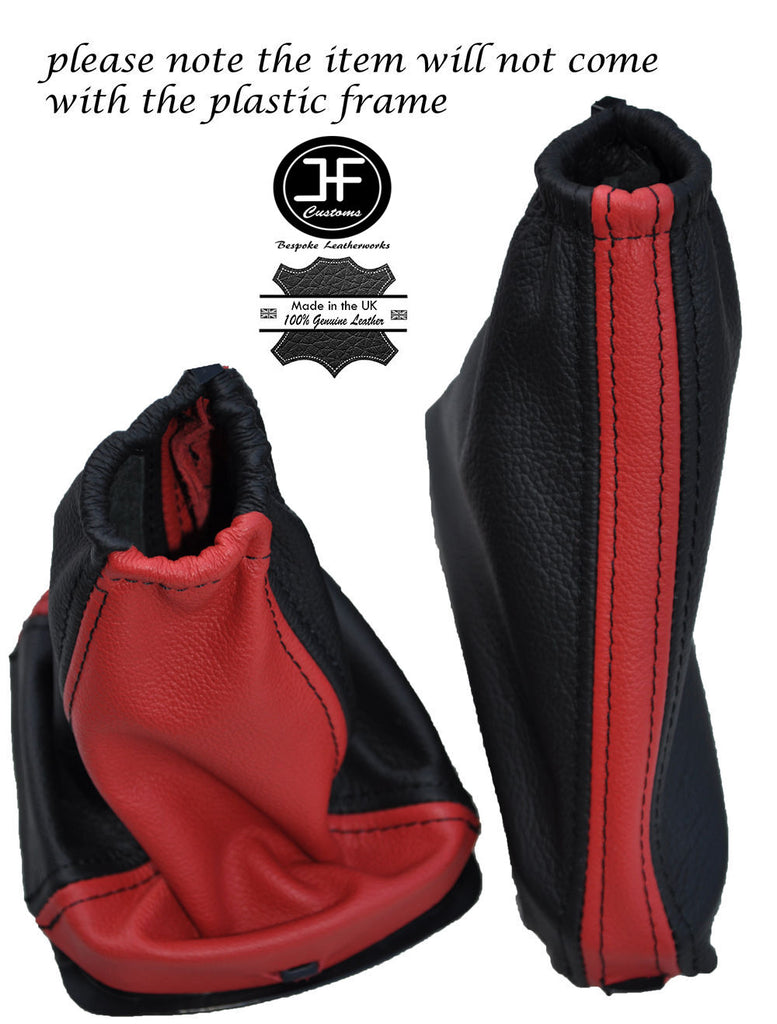 BLACK & RED LEATHER GEAR & HANDBRAKE GAITERS FITS FORD FOCUS II 04-08 CUSTOM NEW