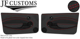 RED STITCH 2X FULL DOOR CARD D GREY SUEDE COVERS FOR MINI R55 R56 R57 07-14