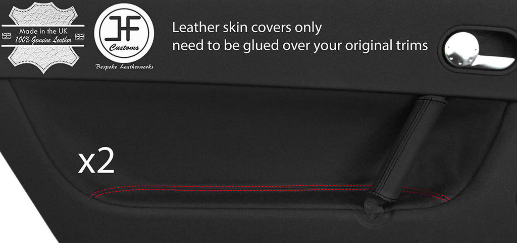 RED STITCH 2X FRONT DOOR CARD NAPPA LEATHER COVERS FITS AUDI TT MK1 98-06
