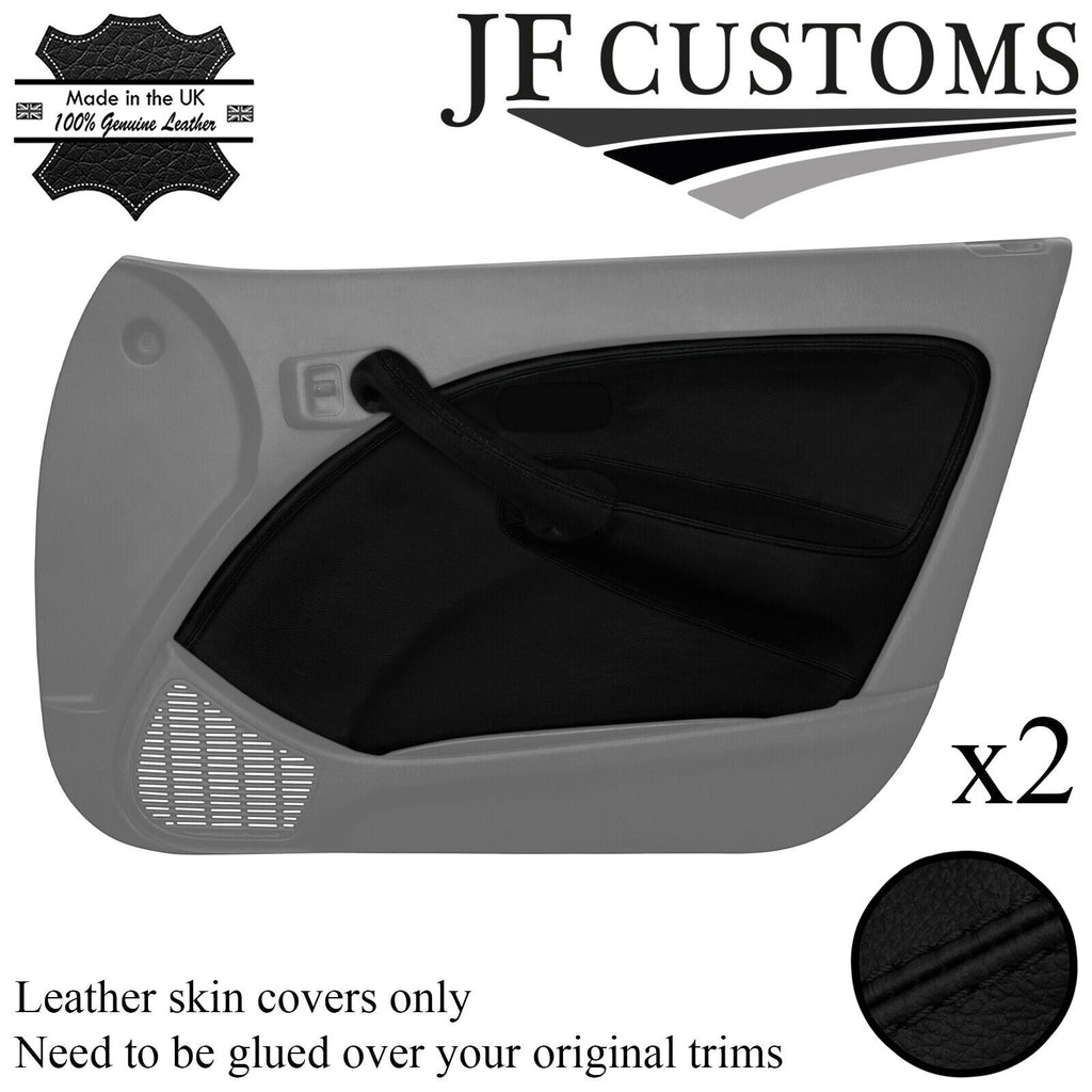 BLACK STITCH LEATHER 2X FRONT DOOR CARD + HANDLE COVER FOR ROVER 45 99-05 JF1
