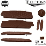 JF2 D BROWN LEATHER CROSS DIAMOND STITCH 2X SUN VISOR COVERS FOR DEFENDER 07-14