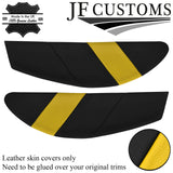 YELLOW & BLACK LEATHER 2X DOOR CARD TRIM INSERT COVERS FITS LOTUS ELAN M100 JF1