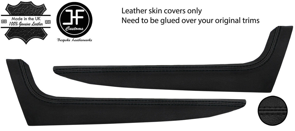 BLACK STITCH 2X DOOR POCKET TRIM LEATHER COVERS FITS SMART ROADSTER 452 03-05