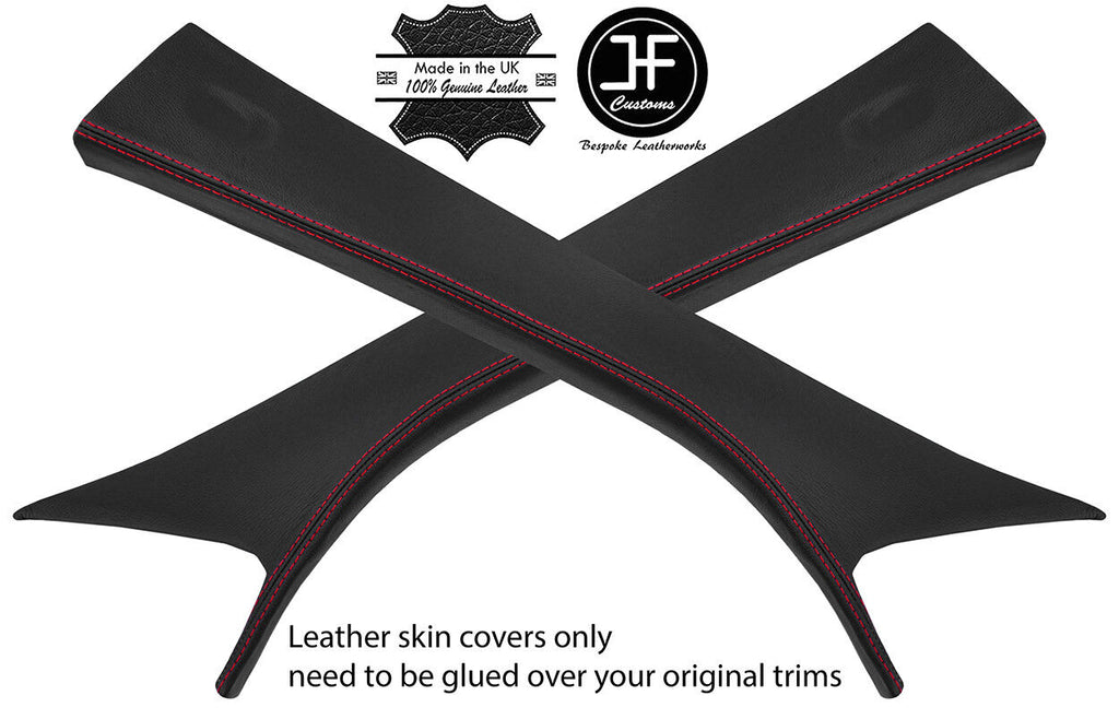 RED STITCH 2X A PILLAR REAL LEATHER COVERS FITS MERCEDES C CLASS W205 14-18