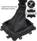 BLACK & BLACK STRIPE TOP GRAIN LEATHER GEAR GAITER FOR KIA CEE'D CEED 2006-2012