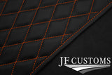 ORANGE DIAMOND STITCH VINYL 2X TAILORED FLOOR CARPET FOR SMART FORTWO 453 14-21