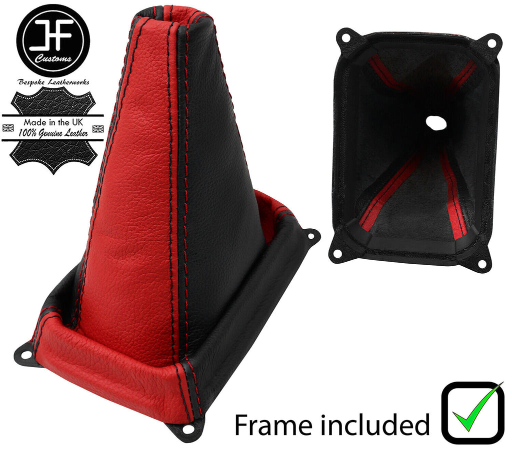 BLACK RED REAL LEATHER GEAR GAITER + PLASTIC FRAME FITS QUADIX UTV CUSTOM NEW