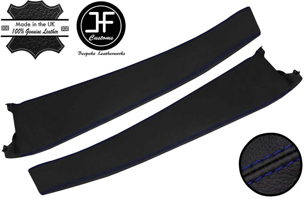 BLUE STITCH 2X DOOR SILL TRIM TOP GRAIN LEATHER COVER FOR LOTUS ELISE S2 01-06