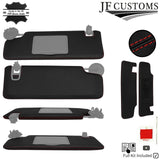 FOR CHEVROLET CAMARO 16-20 RED CROSS STITCH LEATHER 2X SUN VISOR COVERS