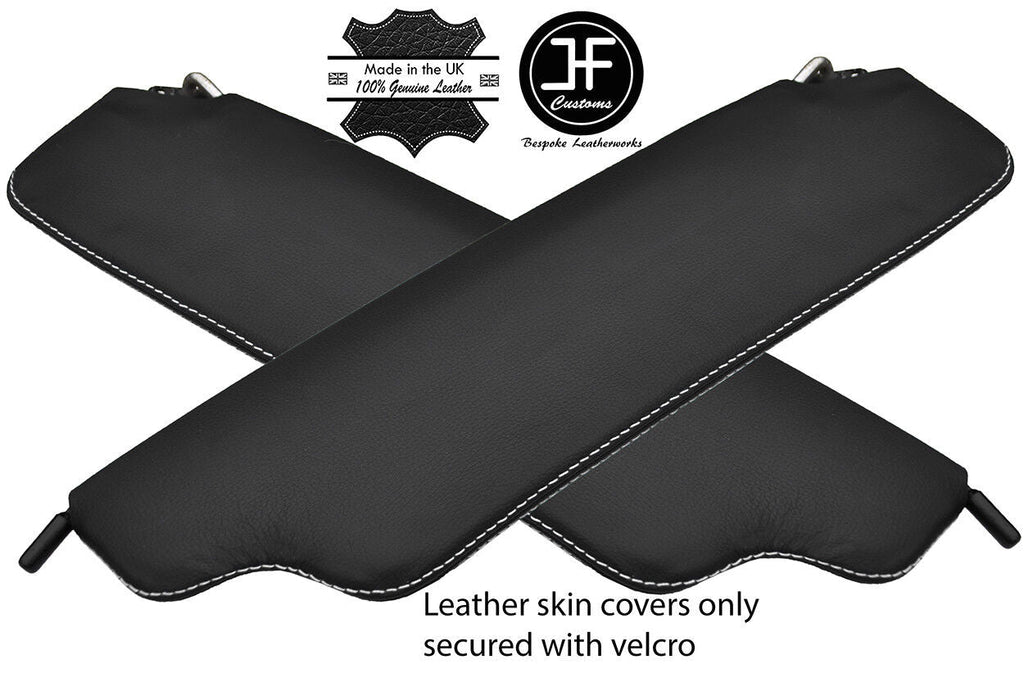 WHITE STITCH 2X REAL LEATHER SUN VISOR COVERS FITS DATSUN 240Z 260Z 280Z 70-78