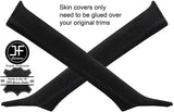 BLACK STITCH 2X A PILLAR REAL SUEDE COVERS FITS NISSAN GT-R GTR R35 2009-2017