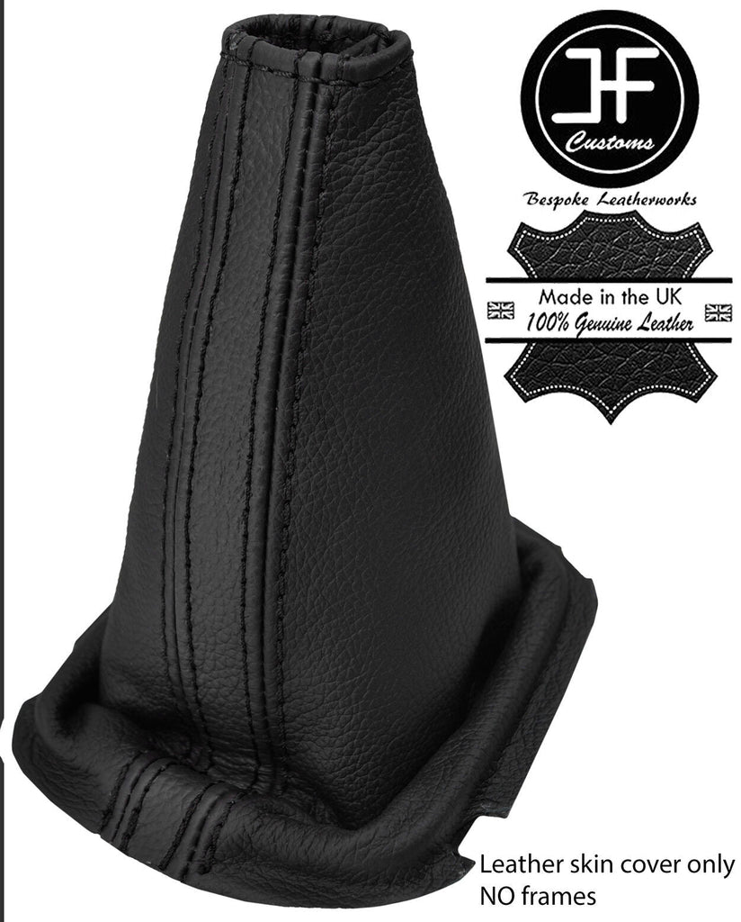 BLACK & BLACK STRIPE REAL LEATHER MANUAL GEAR GAITER FITS TOYOTA YARIS 15-18