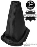 BLACK & BLACK STRIPE REAL LEATHER MANUAL GEAR GAITER FITS TOYOTA YARIS 15-18