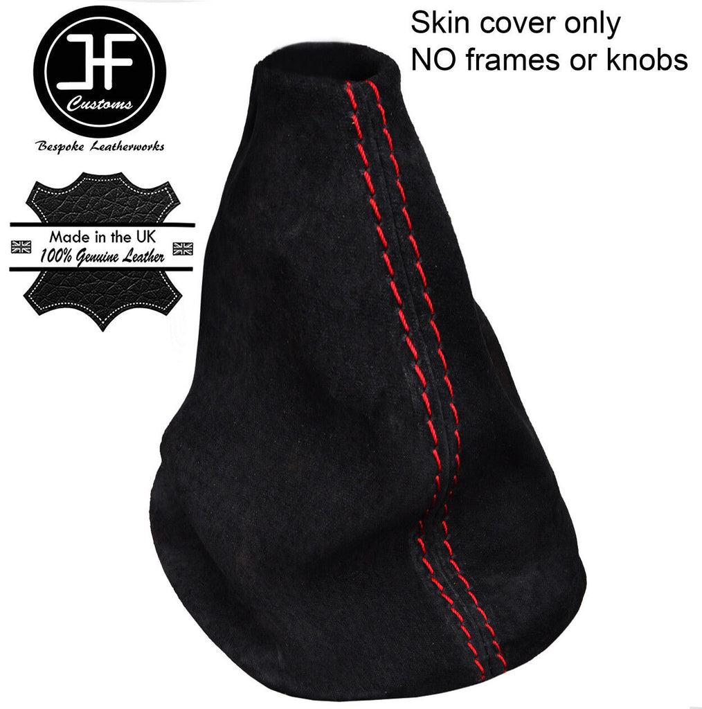RED STITCH FITS CITROEN SAXO 1996-2004 BLACK PU SUEDE GEAR GAITER COVER
