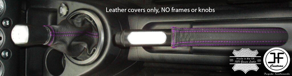 PURPLE STITCH LEATHER GEAR & HANDBRAKE GAITER FITS FORD FIESTA MK6 2002-2008