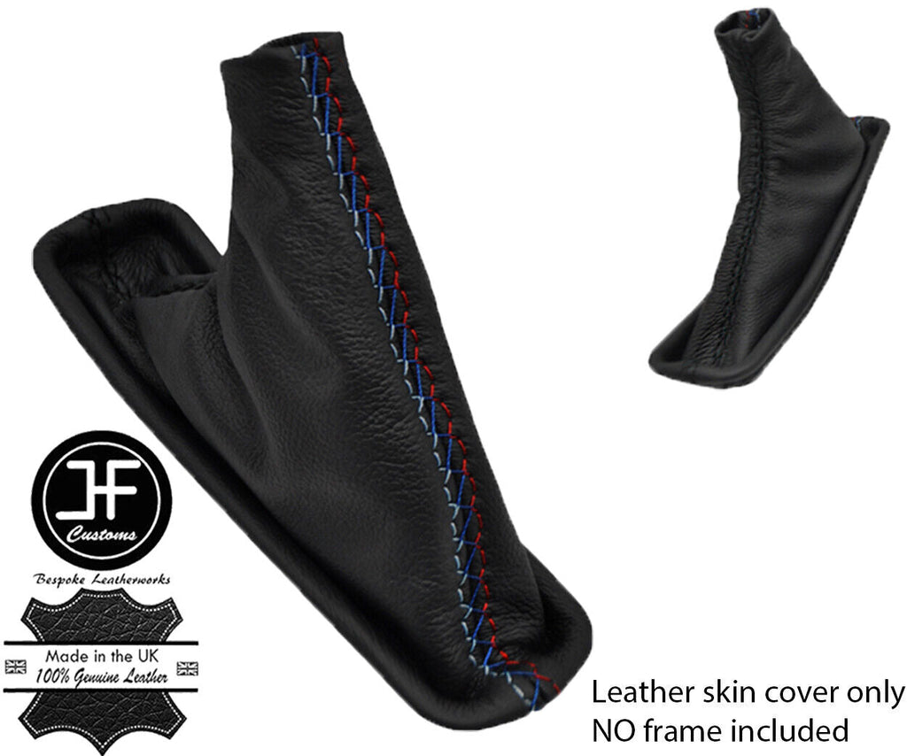 BLACK STITCH MPOWER CROSS STITCH LEATHER HANDBRAKE GAITER FITS BMW 5 E39 95-03