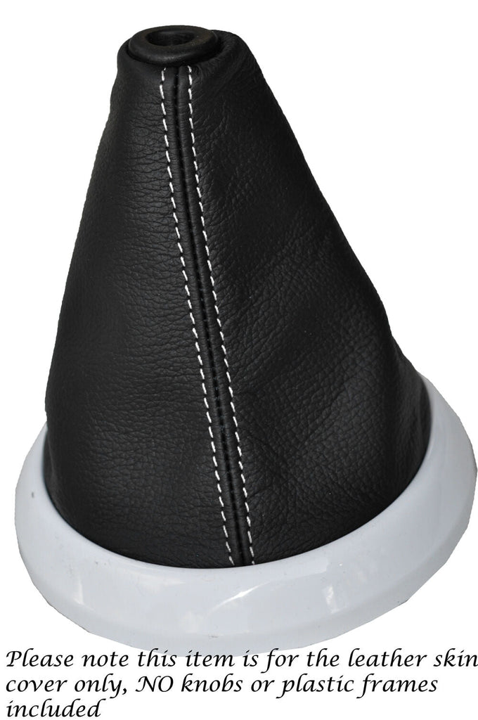 WHITE STITCH MANUAL LEATHER GEAR GAITER FITS HYUNDAI I20 2008-2014 CUSTOM NEW