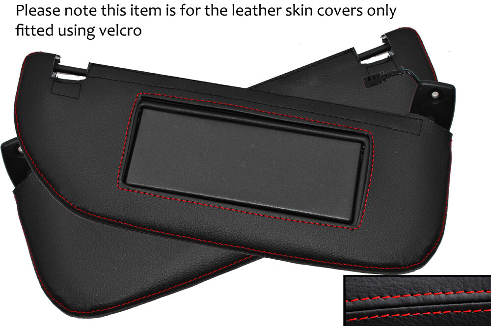 RED STITCH 2X SUN VISORS LEATHER SKIN COVERS FITS CITROEN DS3 2009-2014