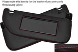 RED STITCH 2X SUN VISORS LEATHER SKIN COVERS FITS CITROEN DS3 2009-2014
