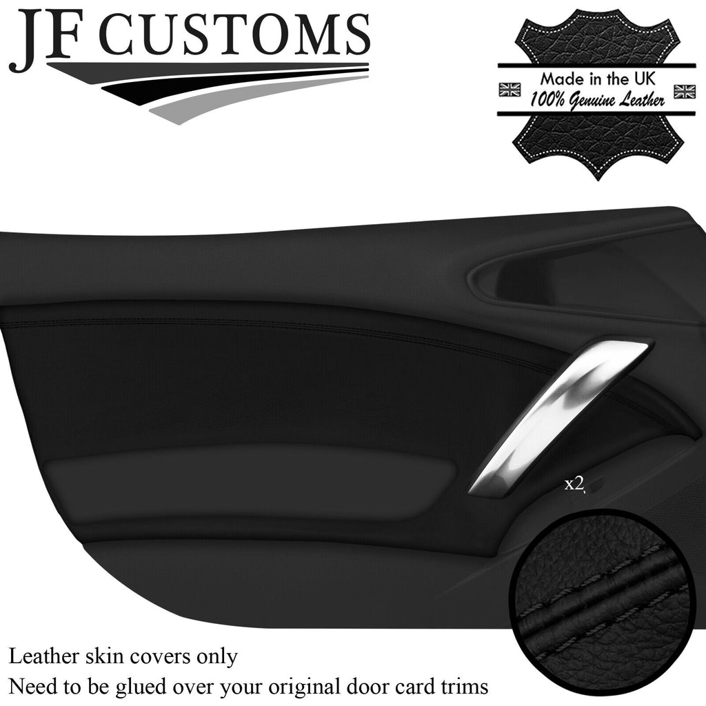 BLACK STITCHING LEATHER 2X FRONT DOOR TRIM COVERS FITS FIAT 124 SPIDER 16-20
