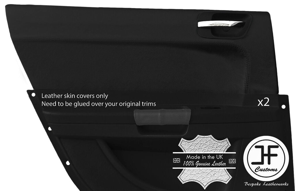 BLACK REAL LEATHER 2X REAR DOOR CARD TRIM COVER FOR CHRYSLER 300C 2005-2011