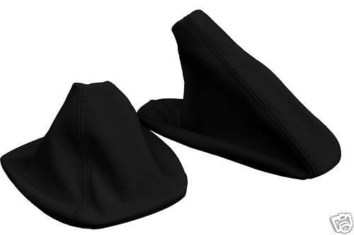 FITS BMW E46 3 SERIES GEAR HANDBRAKE BOOTS LEATHER BLACK CUSTOM NEW MADE IN UK