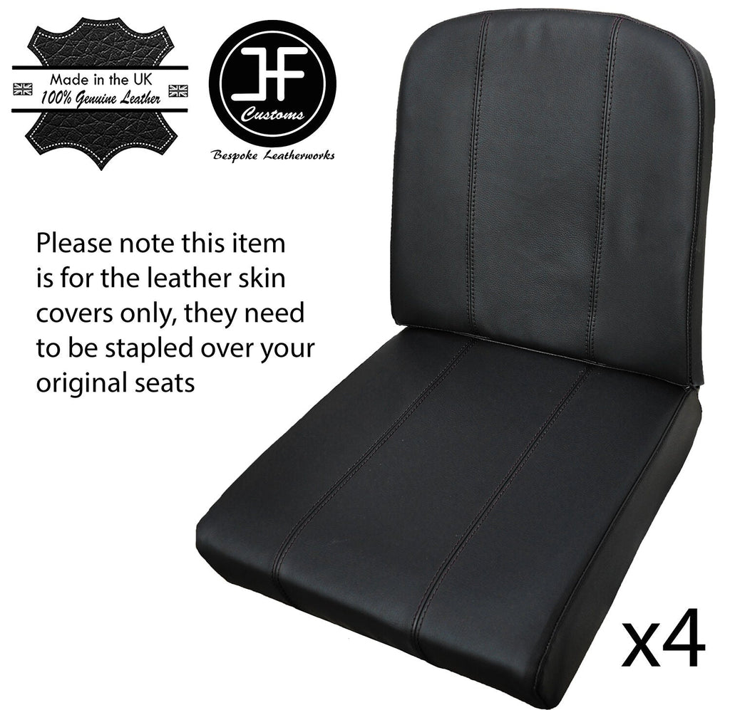 BLACK STITCH 4X REAR SEAT LEATHER COVERS FITS DEFENDER 90 110 83-2006 STYLE 1