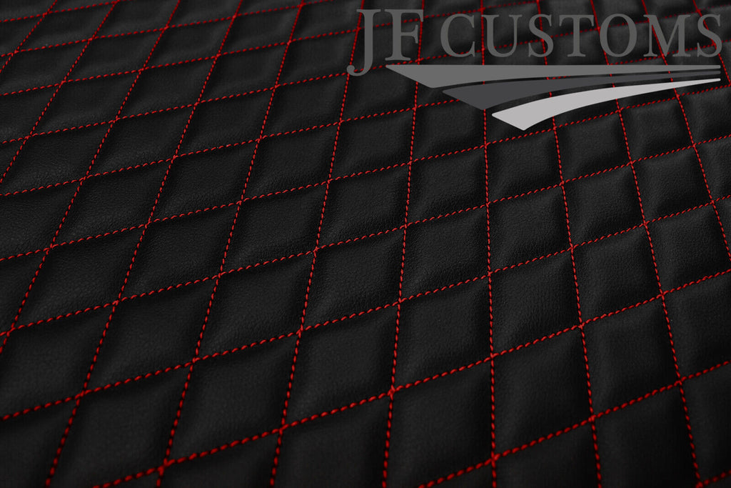 D RED DIAMOND STITCH QUILTED LEATHER PADDED PANEL LUXURY PREMIUM 125CM X 85CM