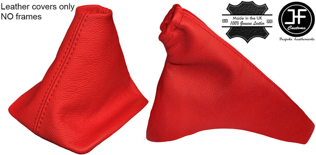 RED REAL LEATHER GEAR & HANDBRAKE GAITER FITS HONDA CIVIC MK9 2012-2015
