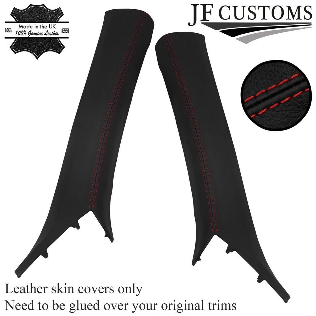 FOR CHEVROLET CAMARO 16-20 DARK RED STITCH LEATHER 2X A PILLAR COVER CUSTOM NEW