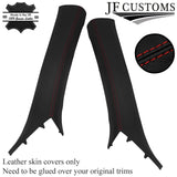 FOR CHEVROLET CAMARO 16-20 DARK RED STITCH LEATHER 2X A PILLAR COVER CUSTOM NEW