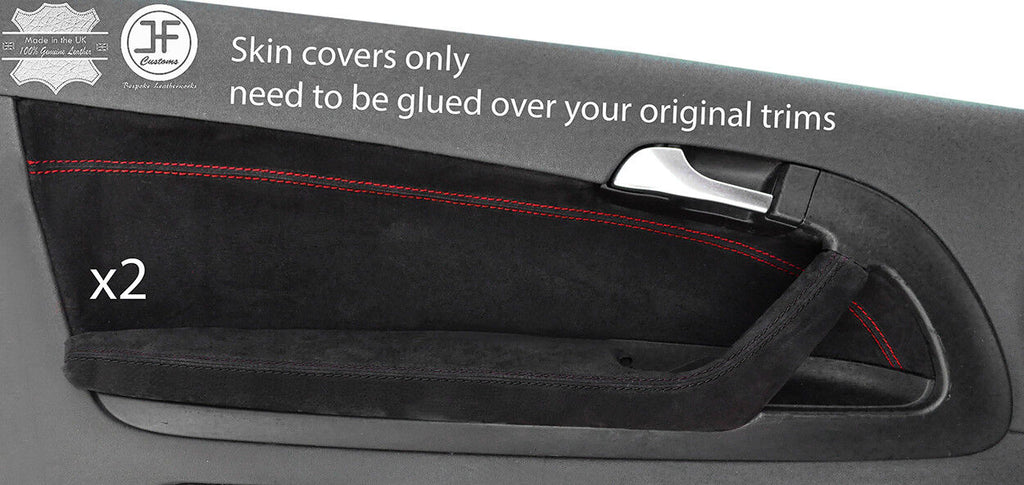 RED STITCH 2X FRONT DOOR CARD TRIM SUEDE COVERS FOR AUDI A3 8P 04-12 3 DOOR