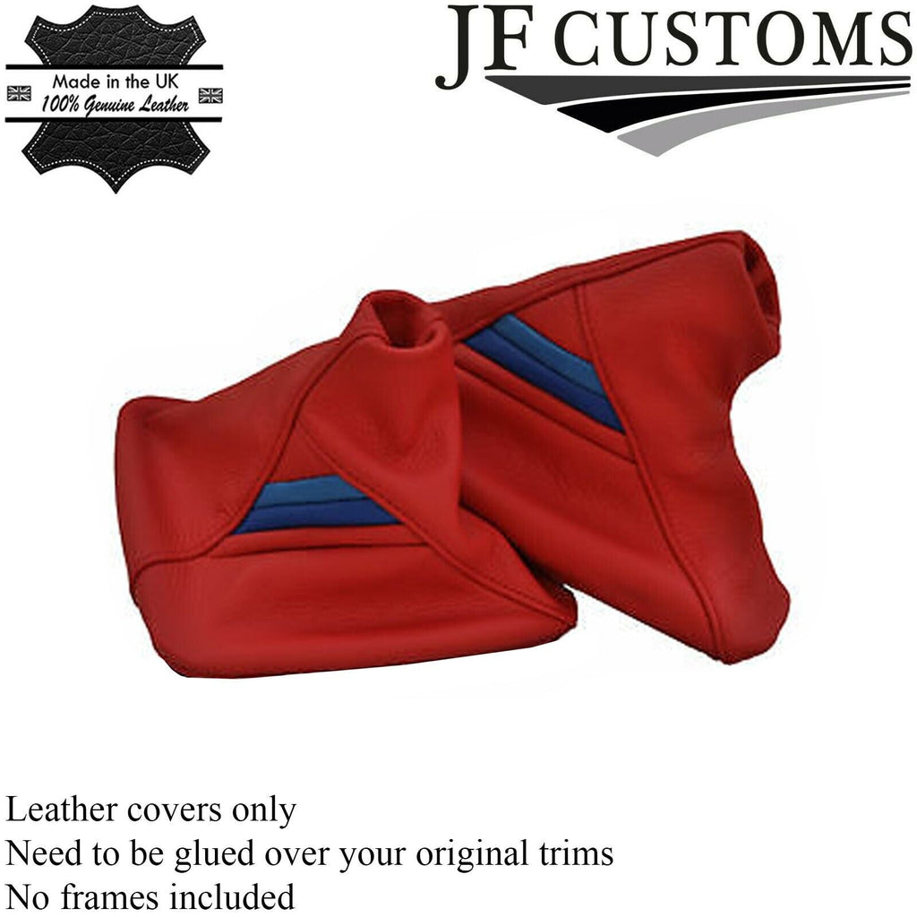 FITS BMW E36 E46 TRI STRIPES RED GEAR & HANDBRAKE GAITER REAL LEATHER CUSTOM NEW