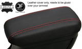 RED STITCHING ARMREST LID REAL LEATHER COVER FITS KIA RIO MK3 2012-2017