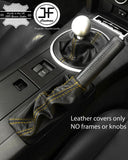 YELLOW STITCH TOP GRAIN LEATHER GEAR & HANDBRAKE GAITER FITS MAZDA MX5 MK3 05-14