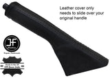 BLACK & BLACK REAL LEATHER HANDBRAKE GAITER FITS VW TOURAN 2003-2011 CUSTOM NEW