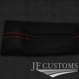 RED STITCH PERFORATED LEATHER 2X CAR KEY HOLDER FOR MAZDA 2 15-21 CUSTOM NEW