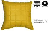1X EXCLUSIVE LUXURY LEATHER CUSHION YELLOW QUILTED SQUARES PADDED 18"x18"