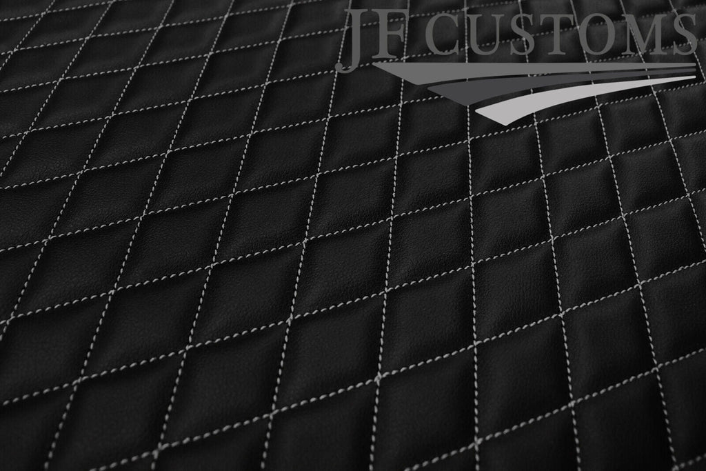 GREY DIAMOND STITCH QUILTED LEATHER PADDED PANEL LUXURY PREMIUM 125CM X 85CM
