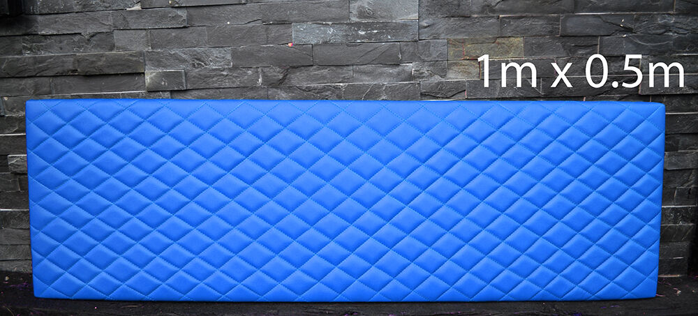 LIGHT BLUE LEATHER WITH PADDED DIAMOND STITCH 1Mx0.5M UPHOLSTERY FURNITURE AUTO