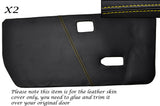 YELLOW STITCHING 2X FRONT DOOR CARDS LEATHER SKIN COVERS FITS TRIUMPH SPITFIRE