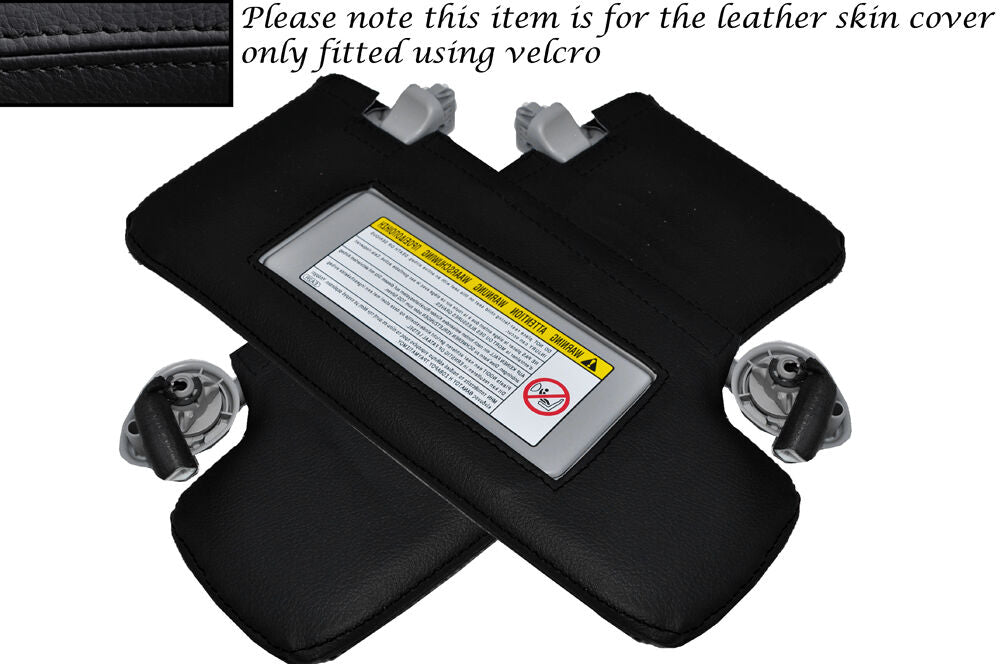 BLACK STITCH 2X SUN VISORS LEATHER COVERS FITS HONDA CR-Z CRZ 2010-2014
