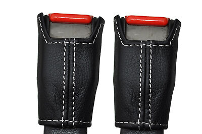 WHITE STITCH FITS TOYOTA SUPRA MK3 86-93 2X FRONT SEAT BELT STALK LEATHER COVERS