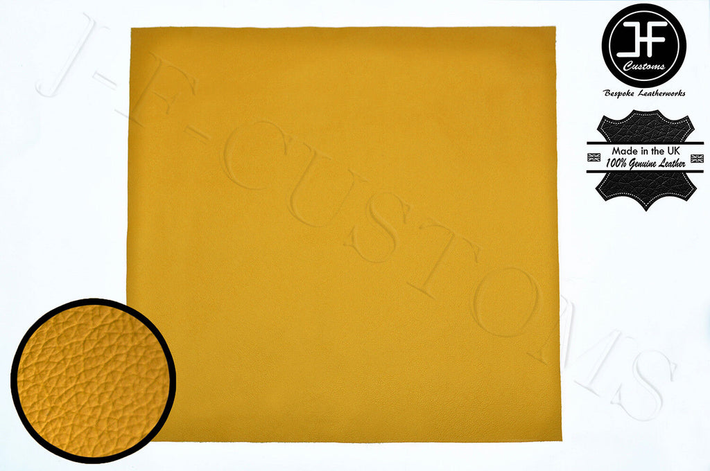 YELLOW LEATHER 75cm x 75cm QUALITY TOP GRAIN GENUINE LEATHER CRAFTS AUTOMOTIVE