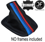 LONG TRI STRIPES BLACK STITCH LEATHER GEAR GAITER FITS BMW F10 F11 10-16